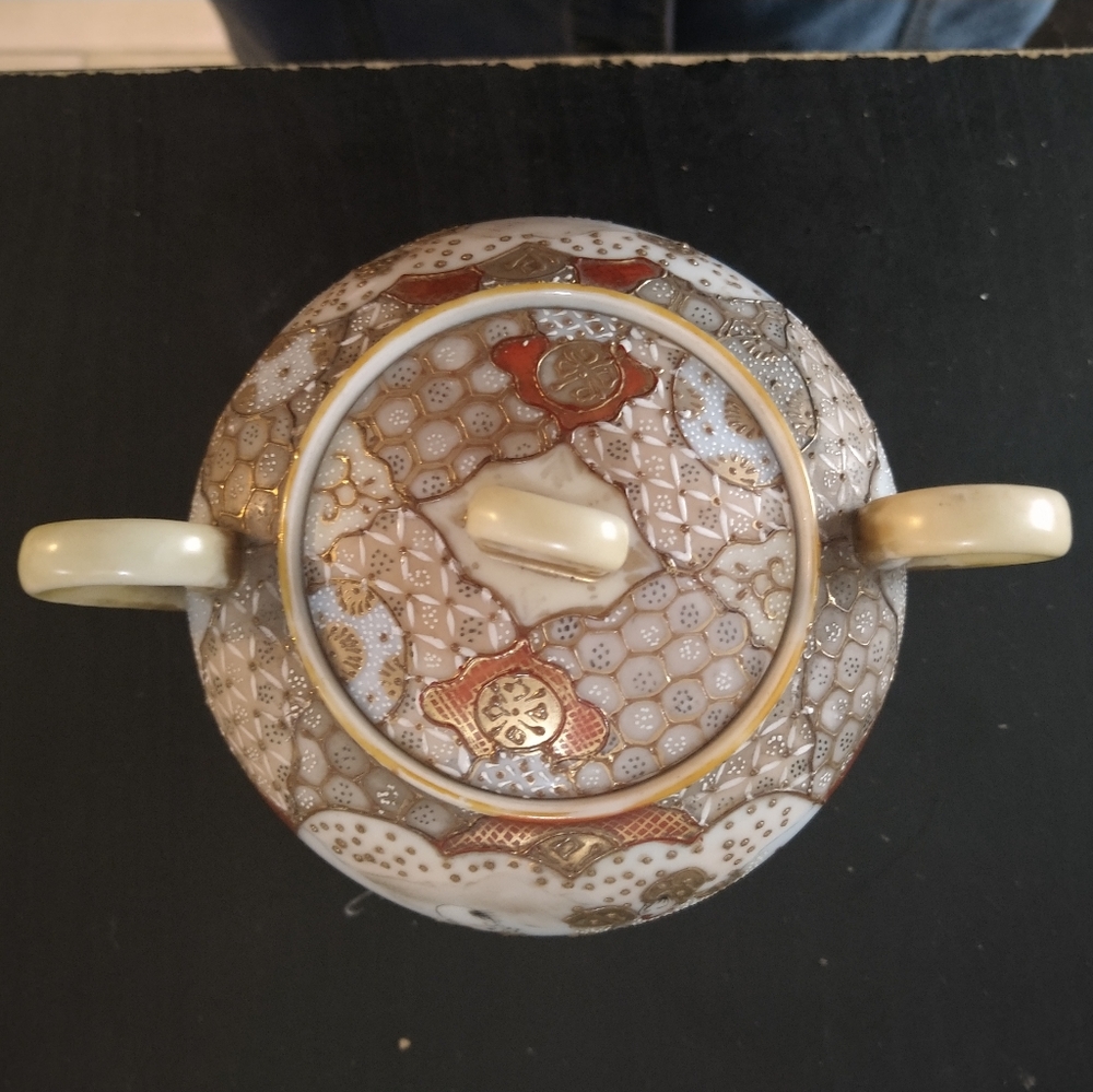 Antique Hand Painted Nippon Sugar Bowl Urn